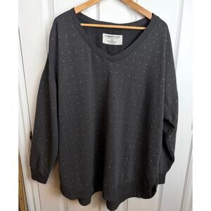 The Sweatshirt Project Womens 3X Dark Gray V-Neck Studded Cozy Lounge Sweatshirt